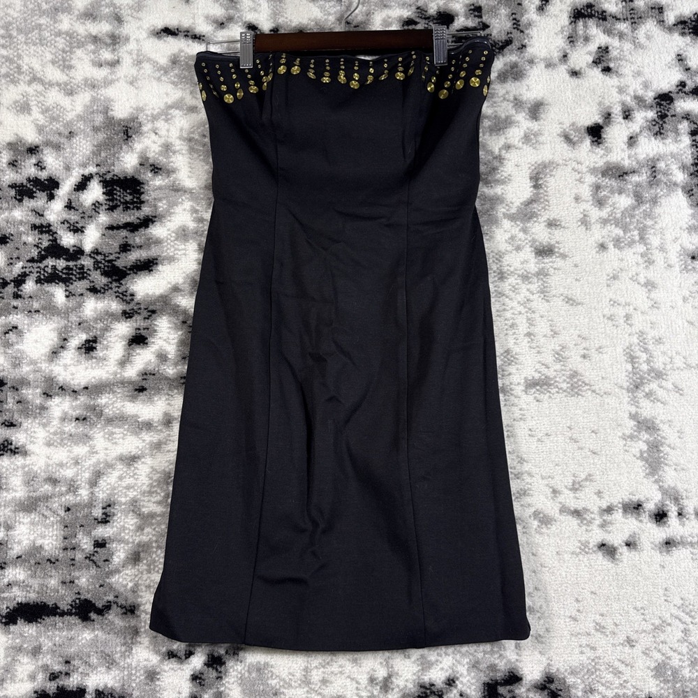 Trina‎ Turk Dress Womens Size 6 Black Strapless Embellished Neckline Sleeveless